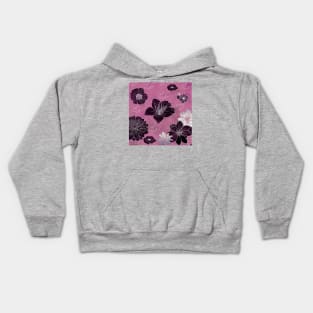 Dusky Pink and Black Floral Kids Hoodie